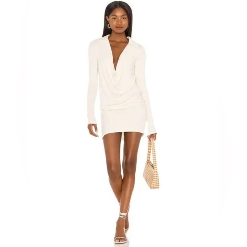 NWT Free People Tessa Ribbed Dress in Meridian Moon Cream Off-White Size Medium
